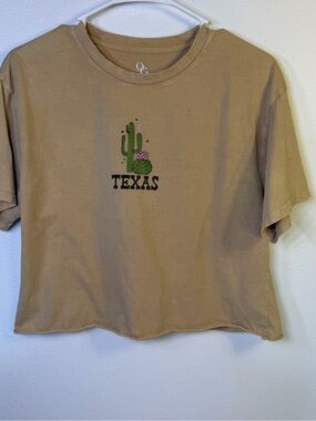 Texas Cactus Crop Tee - Tan